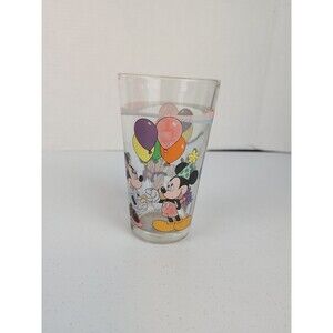 DISNEY Mickey Mouse And Minnie Mouse "Birthday Balloons" Glass Cup